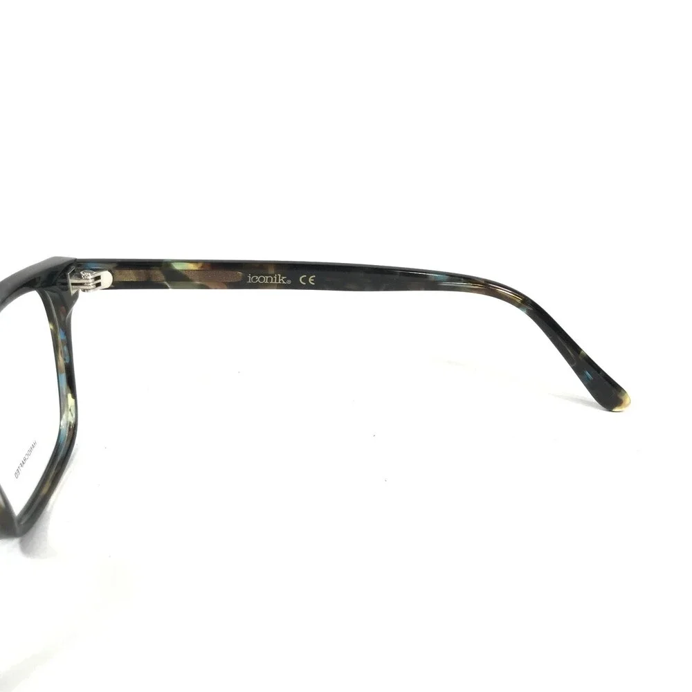 Iconik Eyeglasses Frames Solene C02 Brown Blue Tortoise Square 51-15-140